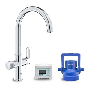 Wasserhahn mit Filterkopf.